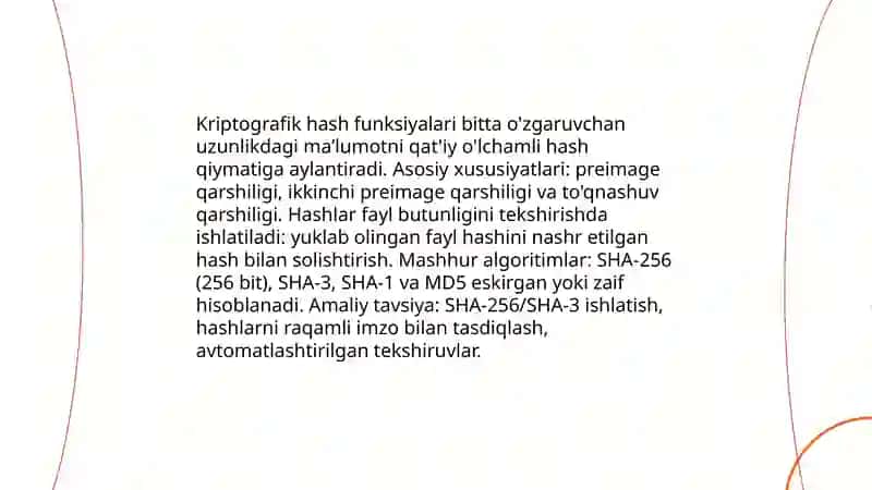 Kriptografik hash funksiyalari va fayl butunligini tekshirish 3