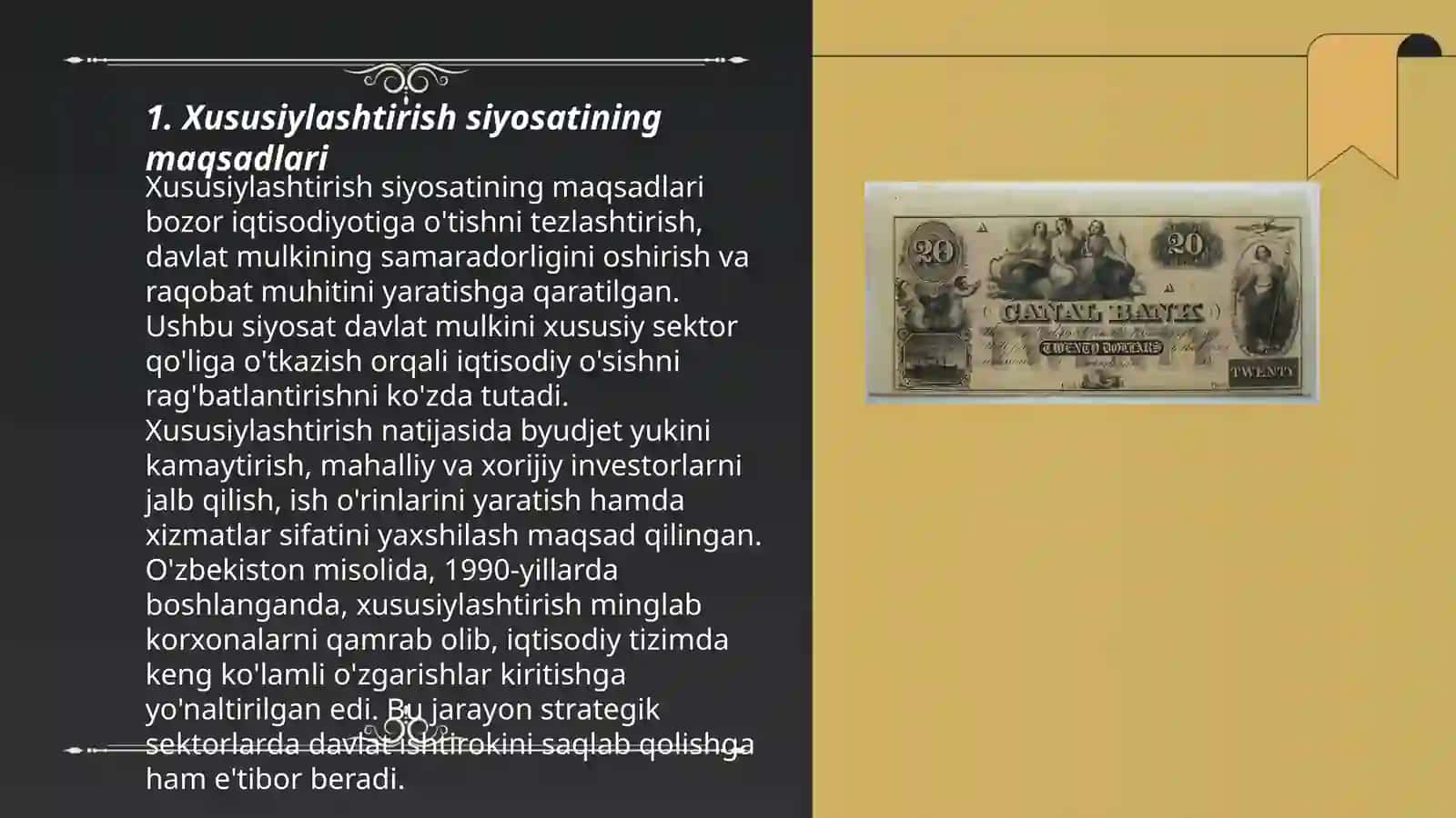 Davlatning mulkini xususiylashtirish va boshqarish siyosati 3