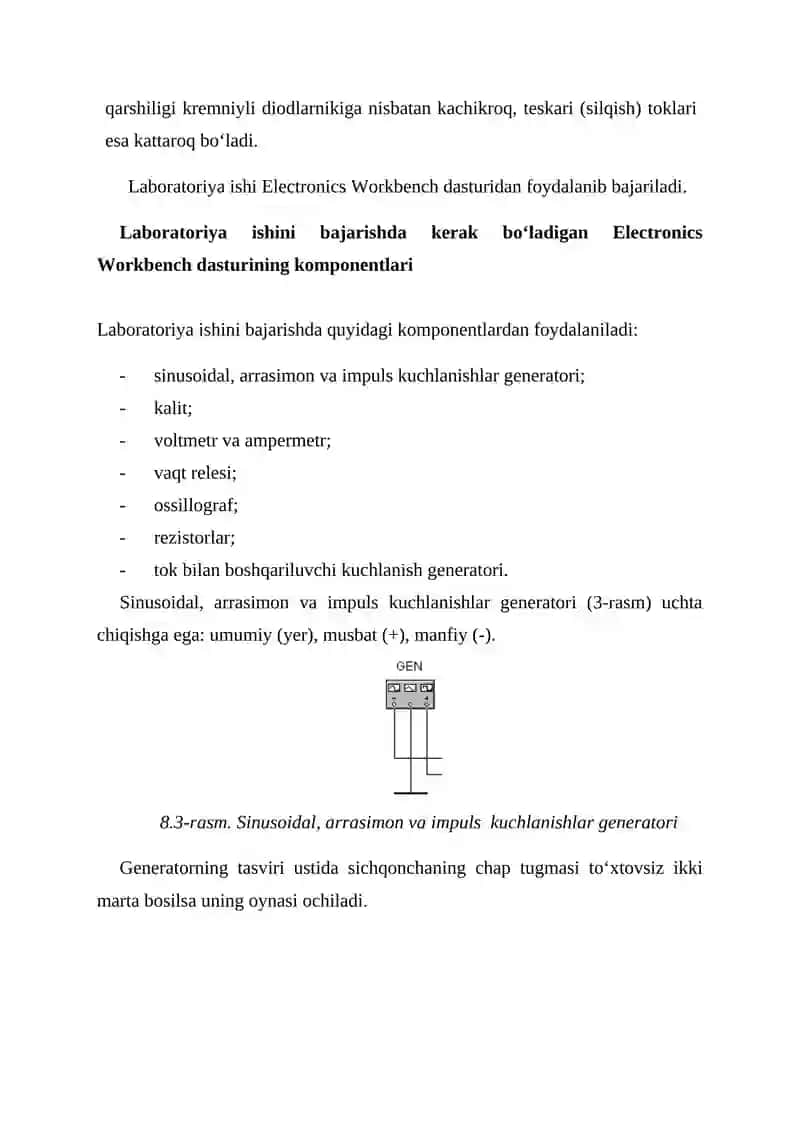 Yarim o‘tkazgichli diod parametrlari va xarakteristikalarini tadqiq etish 3