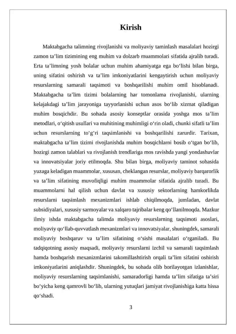 Maktabgacha talim rivojlanishi va moliyaviy taminlash 3