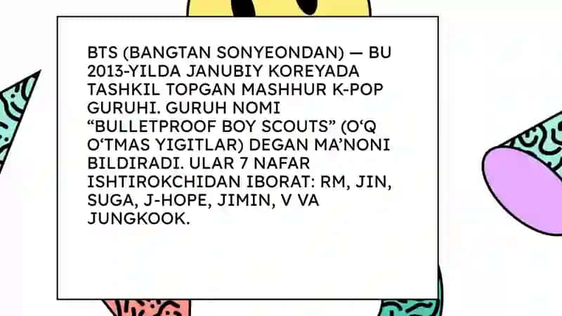 O‘q o‘tmas yigitlar BTS haqida maʼlumot 3