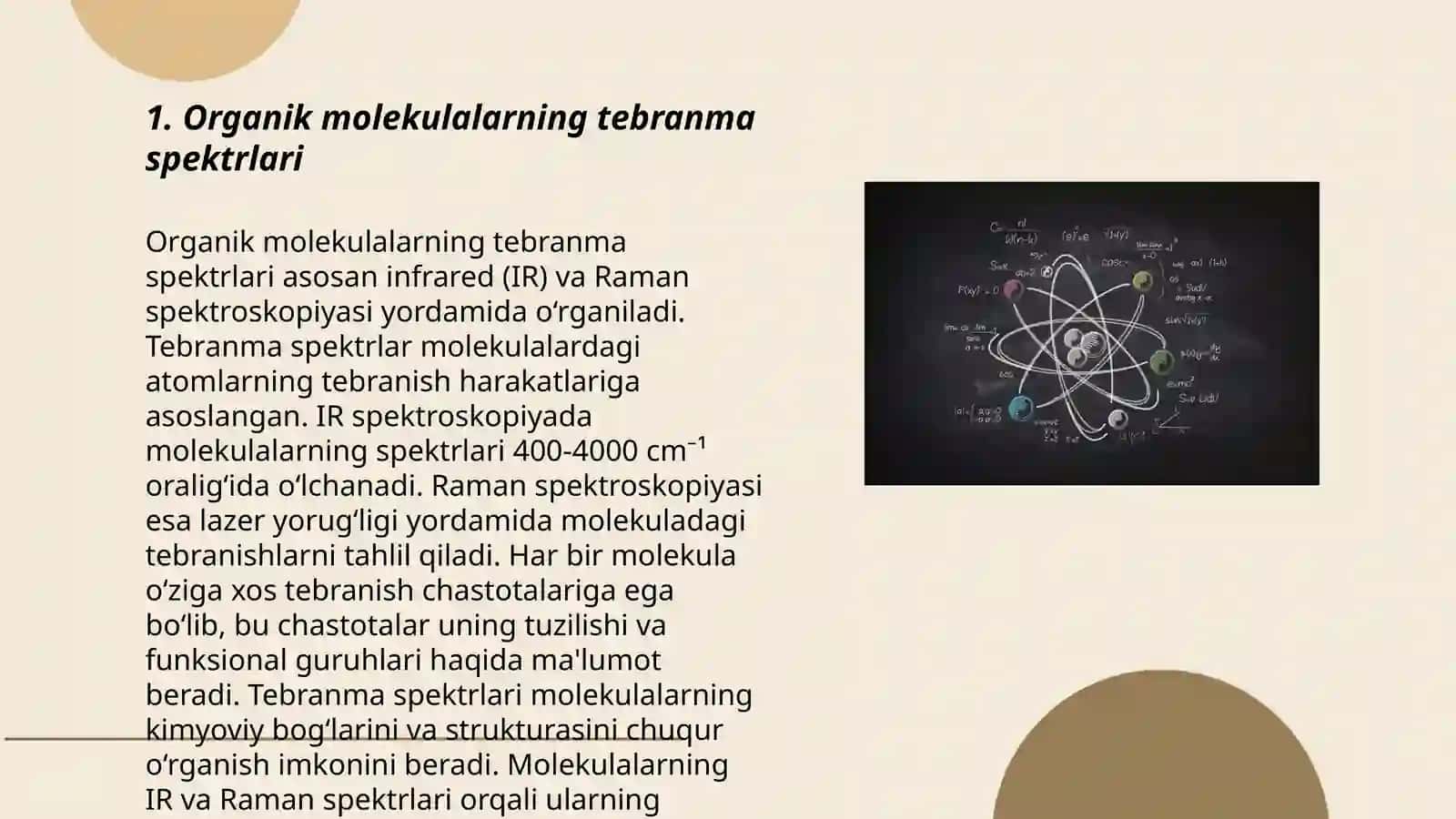 Organik molekulalarning tebranma va aylana Meditsina va farmatsiyada fotolyuminession miqdori va sifat tahlillari 3
