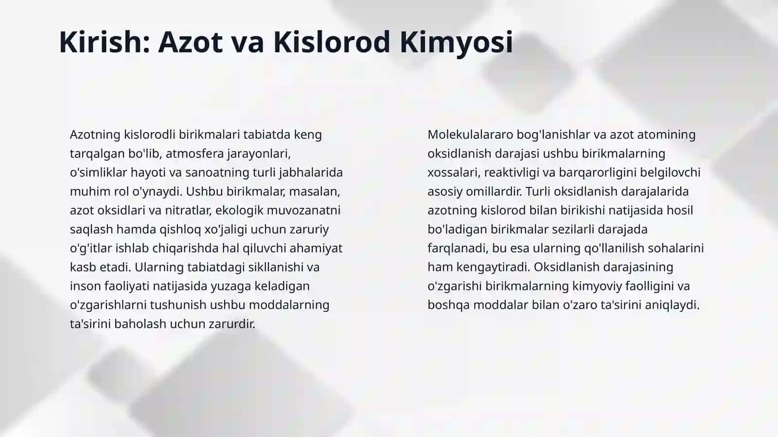 Azotning kislorodli birikmalari va ularning xossalari 3