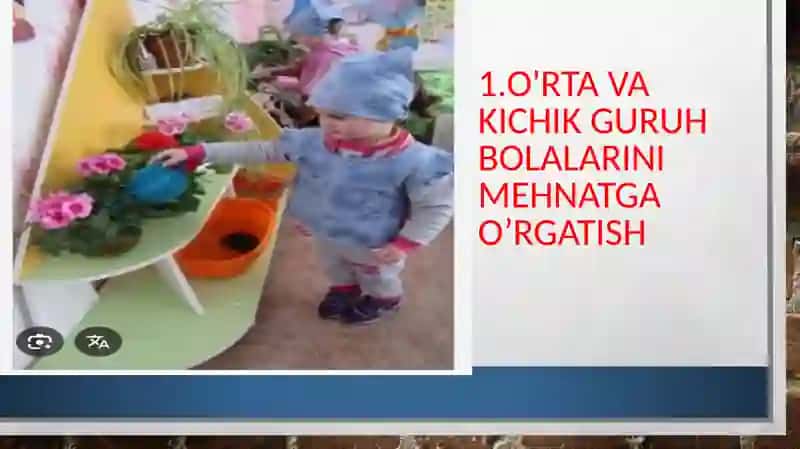 O'rta va kichik guruh bolalarni tabiatda kattalar mehnatimga o'rgatish (tabiat burchagida yer maydonchalarida navbatchilikka rahbarlik qilish 3