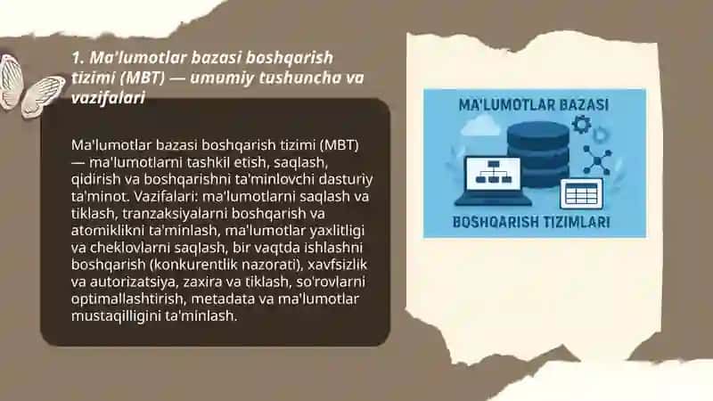 Ma'lumotlar bazasi boshqarish tizimlari 3