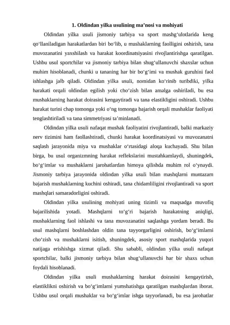 Oldindan yilka usulida takomillashtirish chap tomonga 3