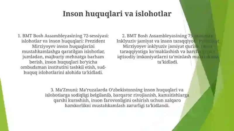 Shavkat Mirziyoyevning BMT Bosh Assambilasing 72 Va 75 Sessiyalaridagi Nutqi Va Uning Ma’Zmuni 3