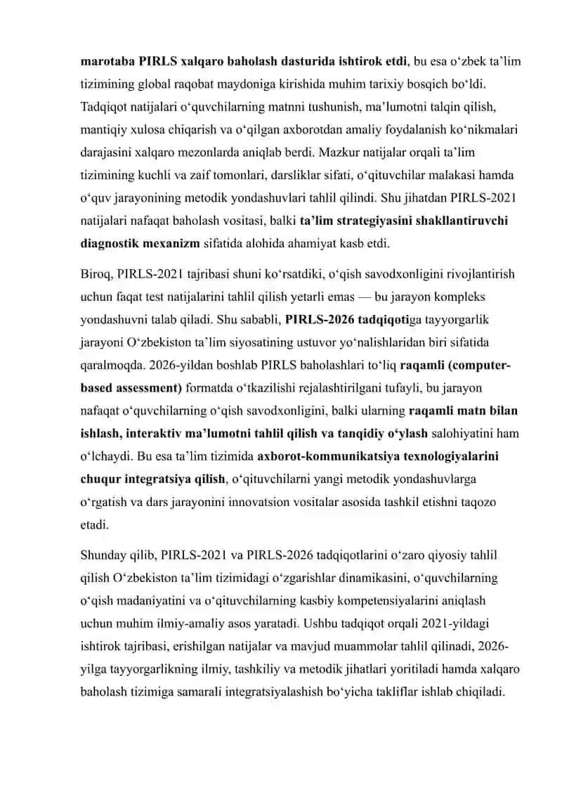PRLIS 2021 TADQIQOT NATIJALARI VA PRLIS 2026 TADQIQOTI. 3