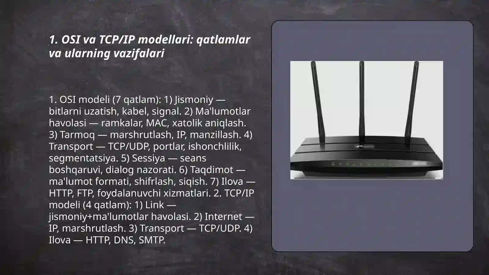Tarmoq texnologiyalari va wifi sozlash, api pratakollar va Api addresslari haqida 3