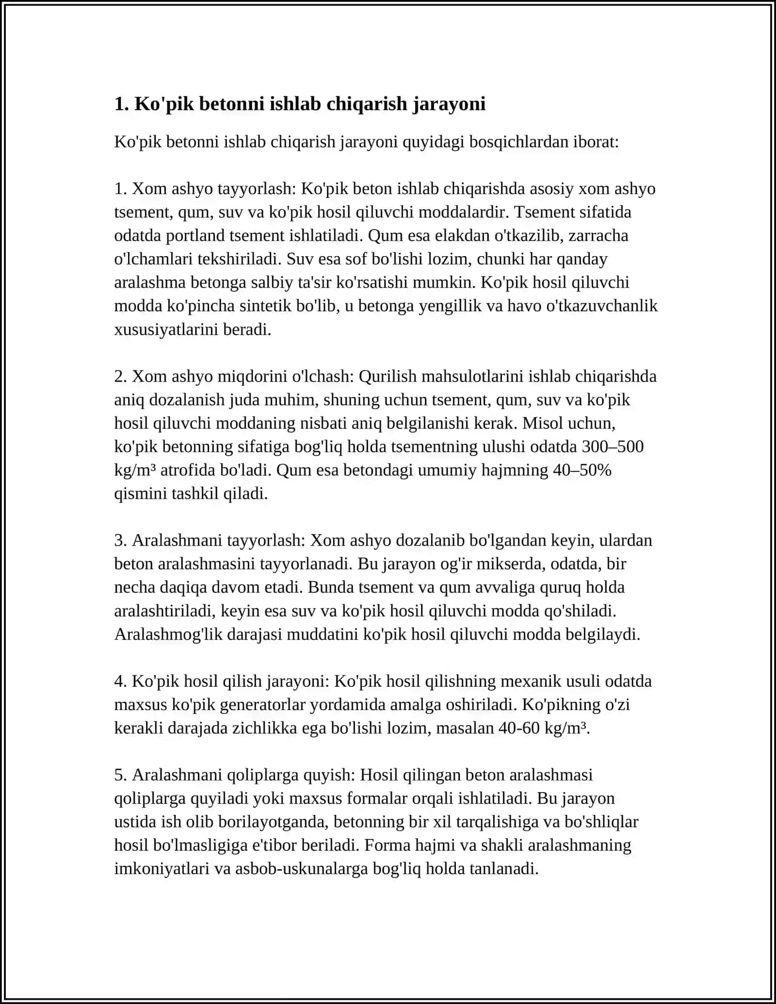 KO'PIK BETONNI ISHLAB CHIQARISH TEHNOLOGIYASI 3