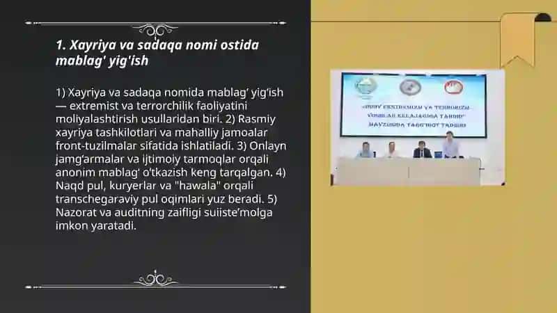 Diniy ekstromizm va terrorizmning moliyaviy manbalari 3
