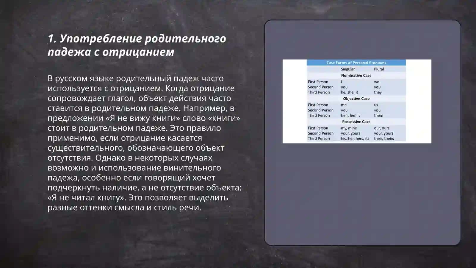 Употребление родительного падежа с отрицанием 3