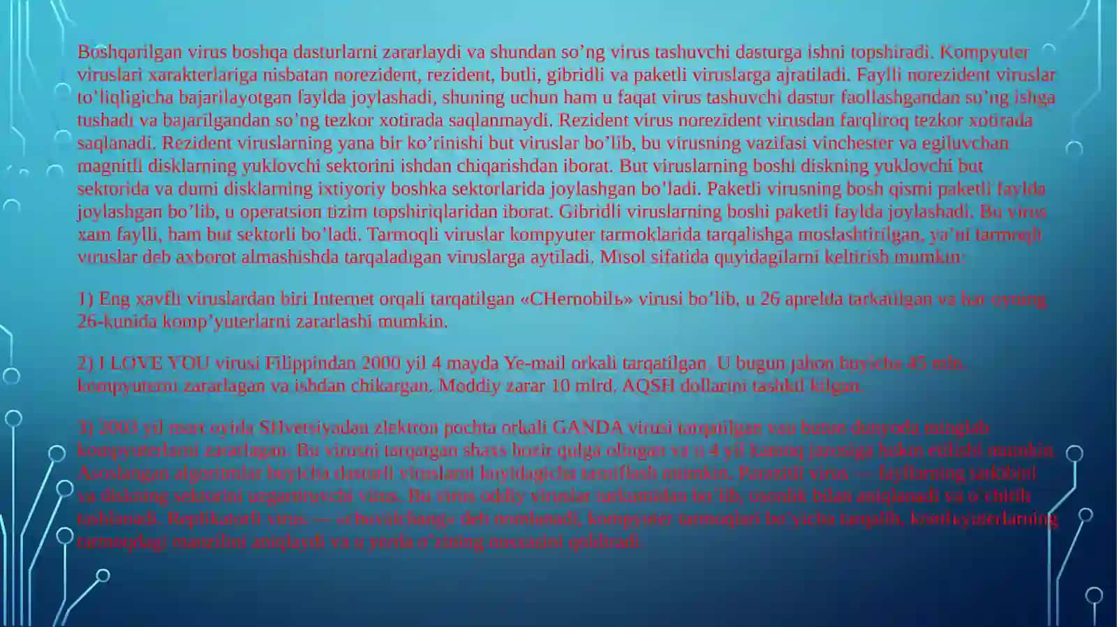 Kompyuter viruslarining zararli ta'siri 3