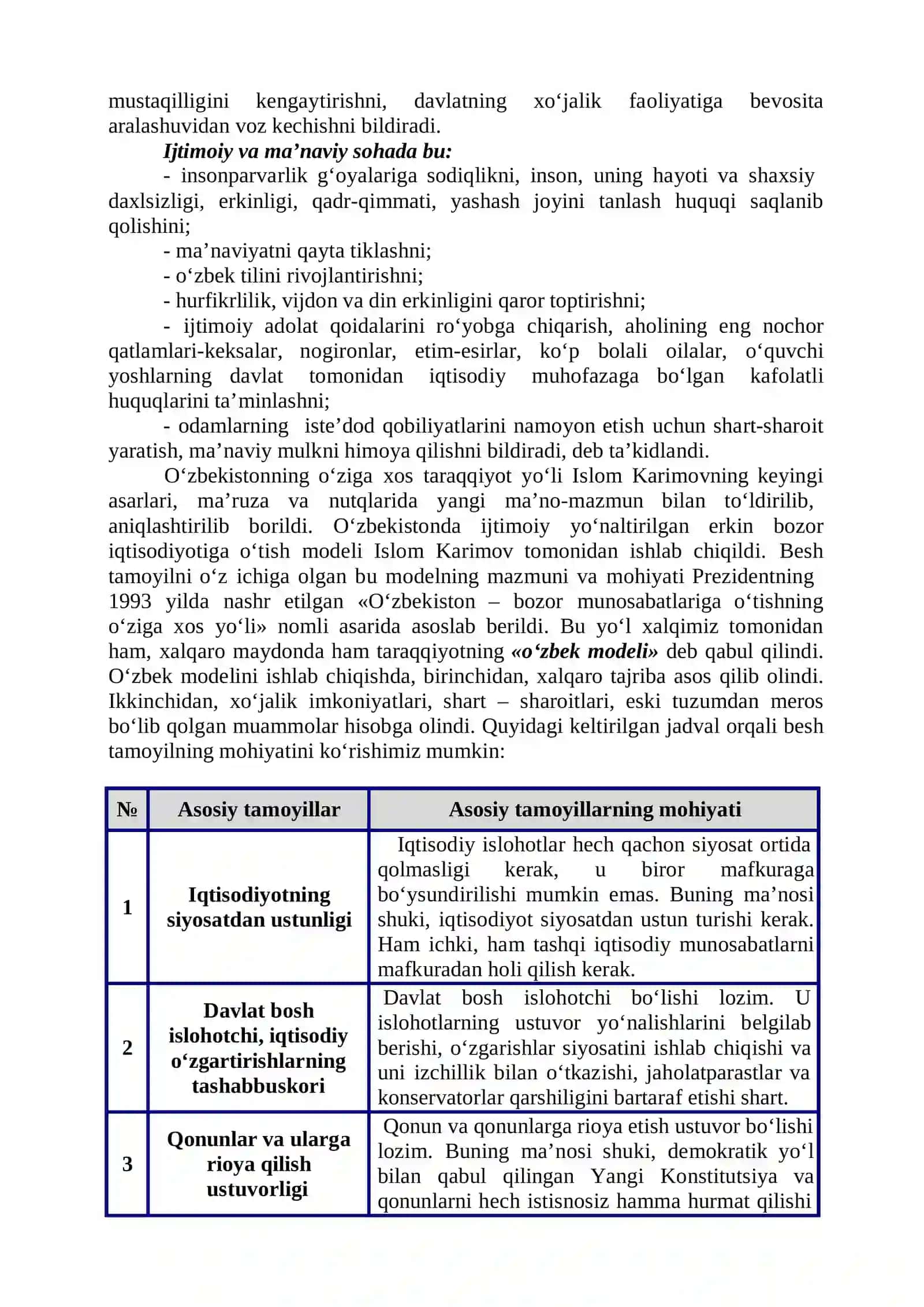 O‘zbekistonning o‘ziga xos istiqlol va taraqqiyot yo‘li 3