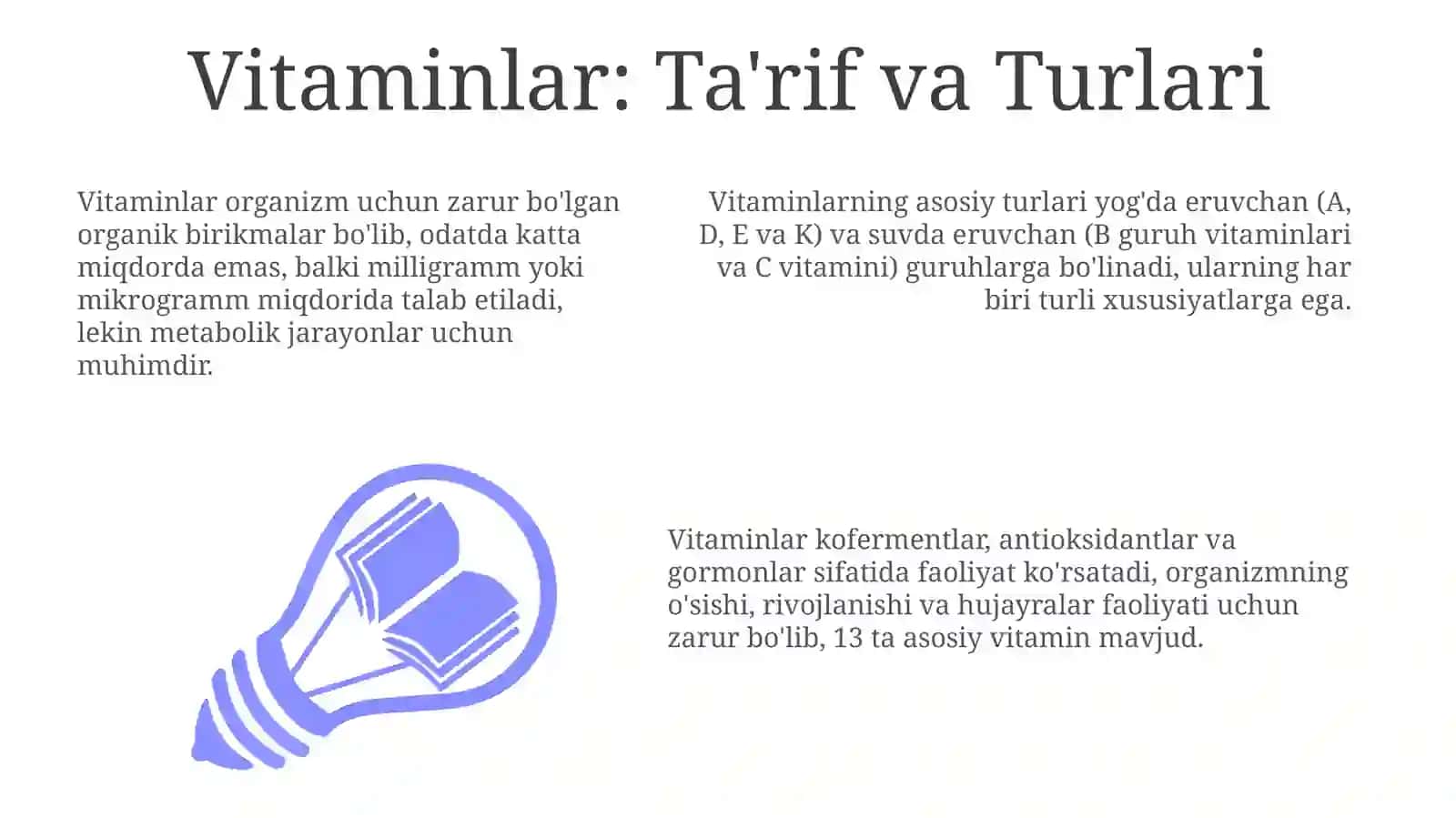 Vitaminlar: Ta'rifi, Turlari va Manbalari 3