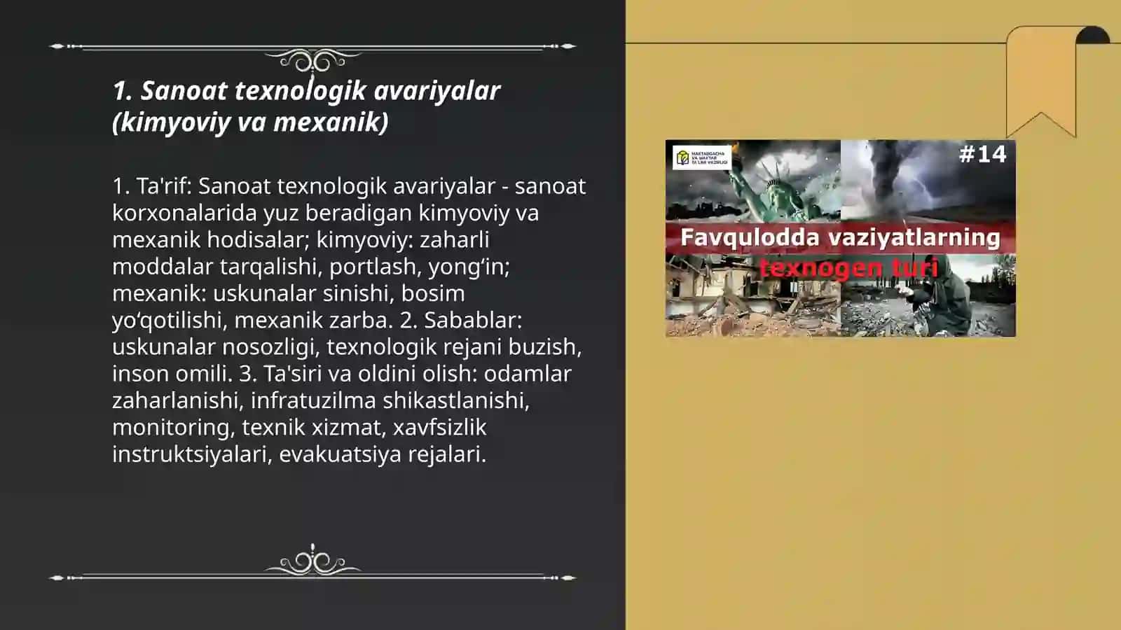 Texnogen, ekologik va ijtimoiy tusdagi favqulodda vaziyatlar va ularning qisqacha tavsifi 3