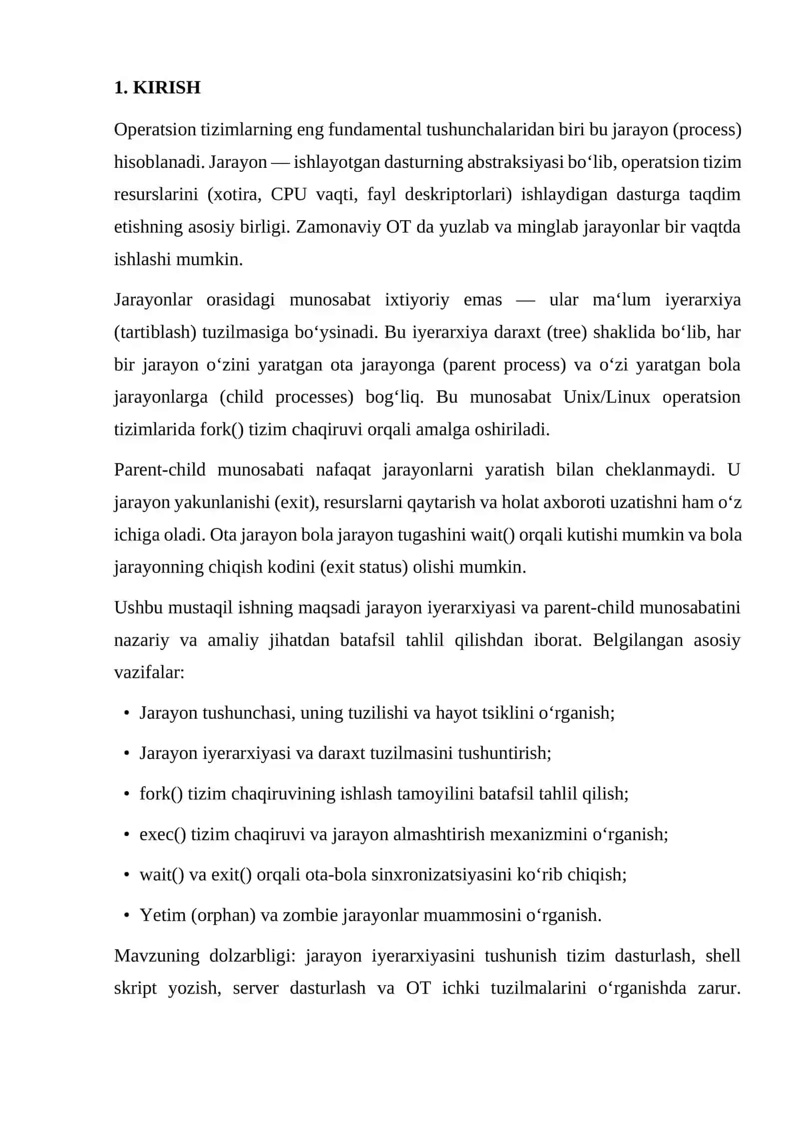 "Jarayon iyerarxiyasi va parent–child munosabatlarining tahlili" 3