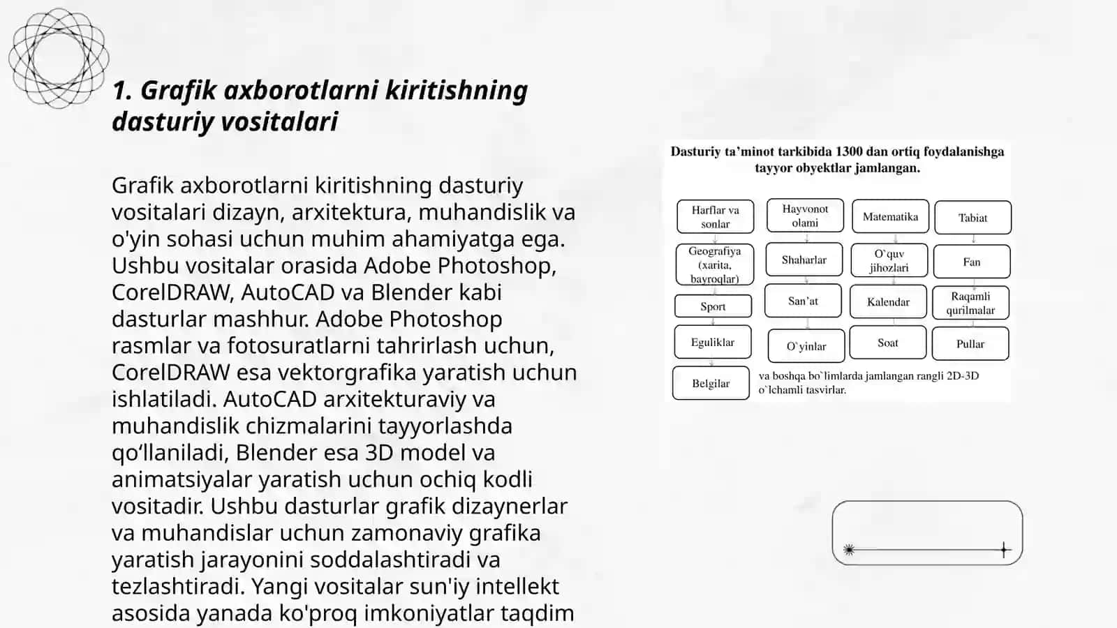 Grafik Axborotlarni kiritish, taxrirlash va chiqarishning dasturiy vositalari 3