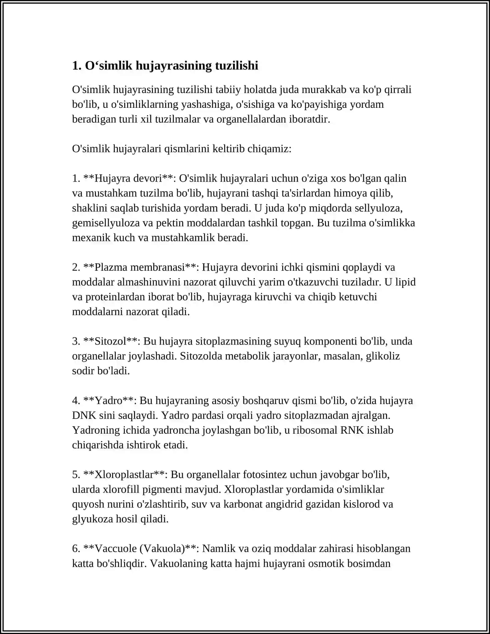 OʻSIMLIKLARNING HUJAYRASINING TUZILISHI VA ONTOGENEZI 3