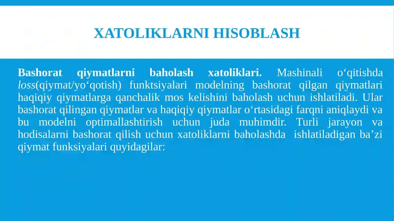 Xatoliklarni hisoblash 3