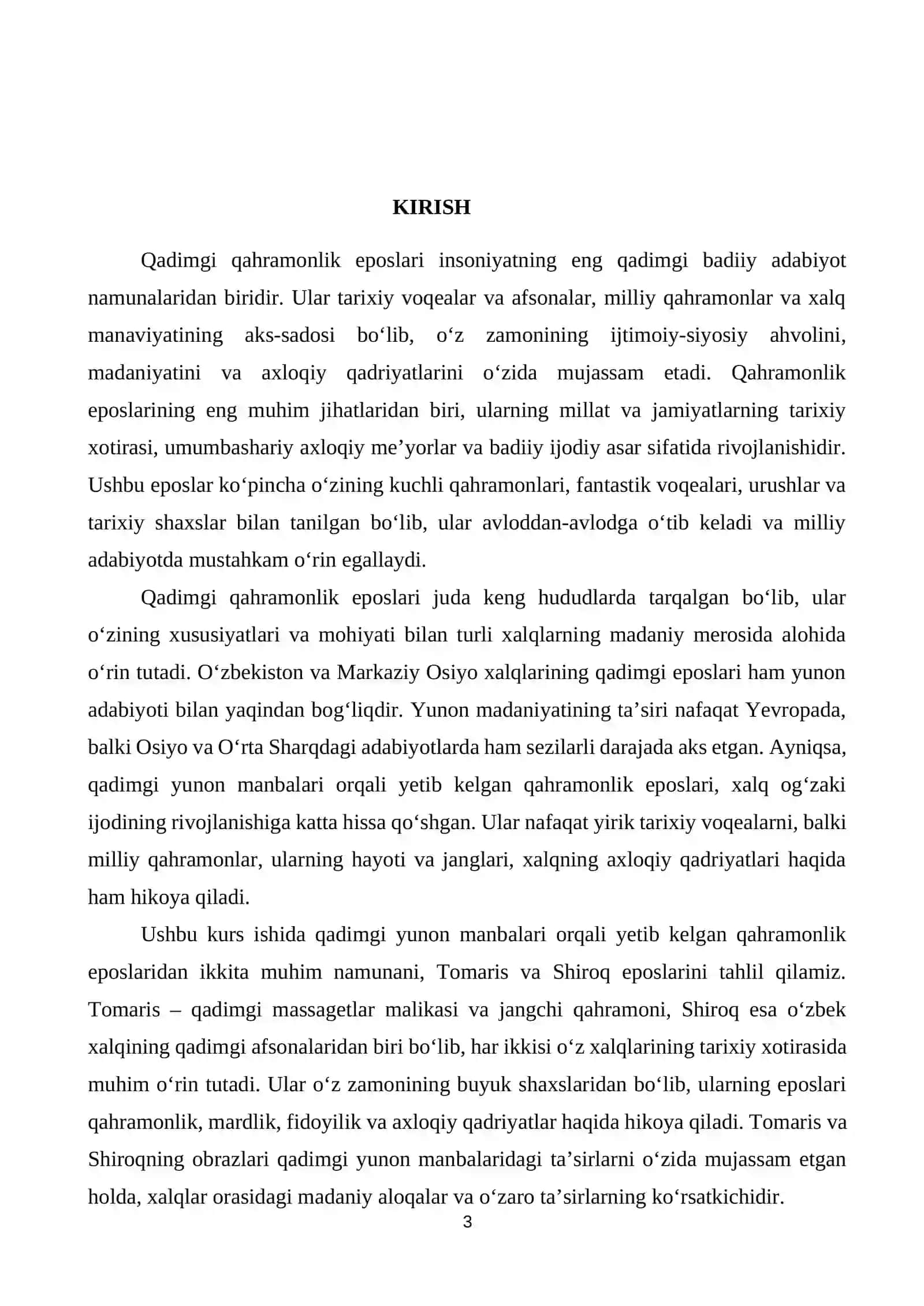 QADIMGI QAHRAMONLIK EPOSINING YUNON MANBALARI ORQALI YETIB KELGAN NAMUNALARI: TOMARIS, SHIROQ 3