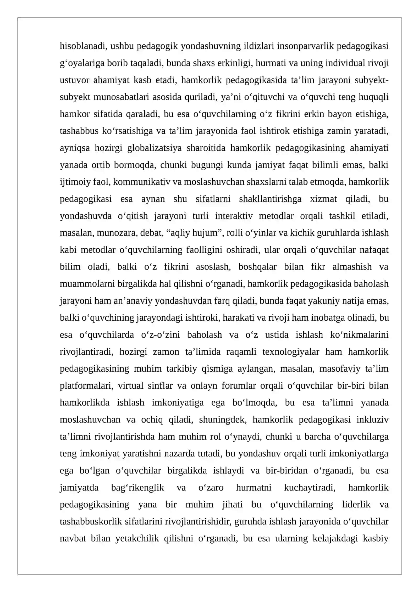 Hamkorlik pedagogikasining tarkibiy qismlari va hozirgi zamon 3