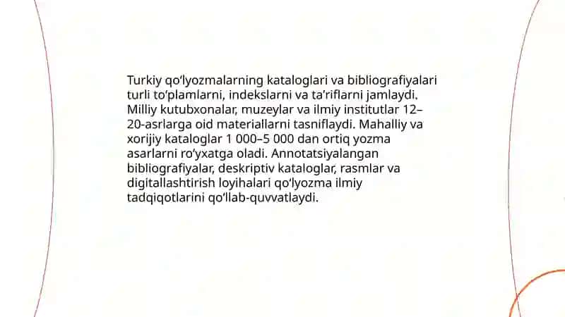 Turkiy qoʻlyozmalarning kataloglari va bibliografiyalari 3