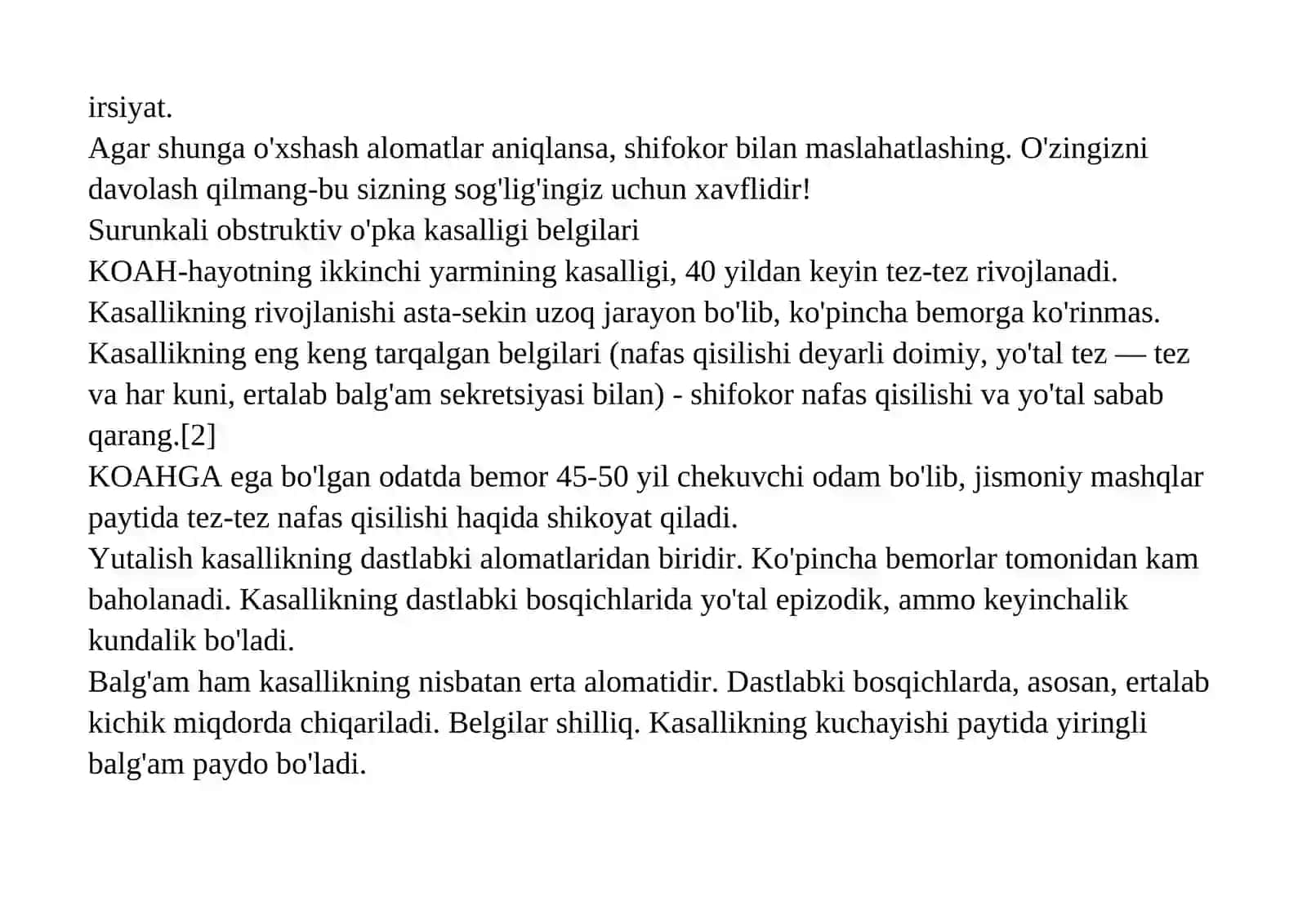 SOO'KL(XOBL) etiologiyasi klassifikatsiyasi klinik ko’rinishlari tekshiruv usullari va asoratlari 3