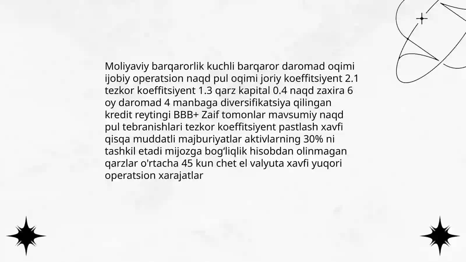 Kompaniyaning kuchli va zaif tomonlari 3