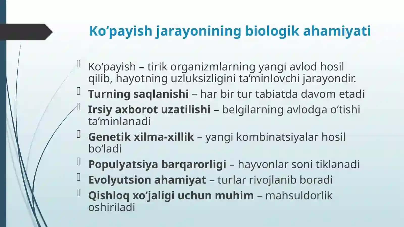 Koʻpayish hodisalari organlarining faoliyati. Jinsiy siklning tur xususiyatlari 3