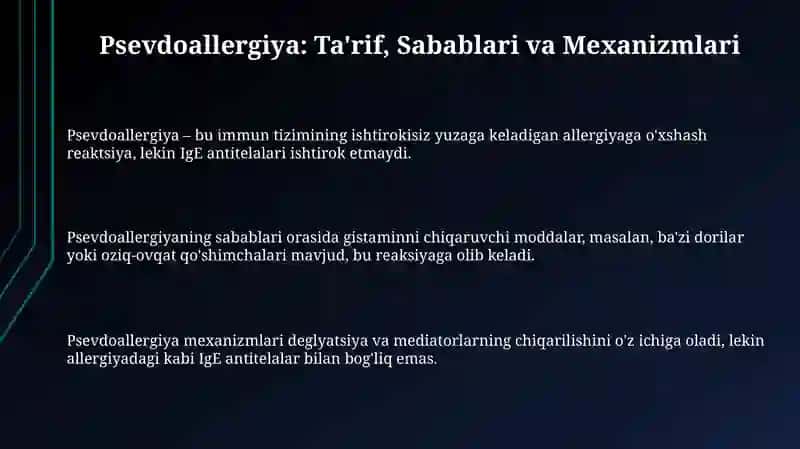 Psevdoallergiya: Ta'rif, Sabablari va Mexanizmlari 3