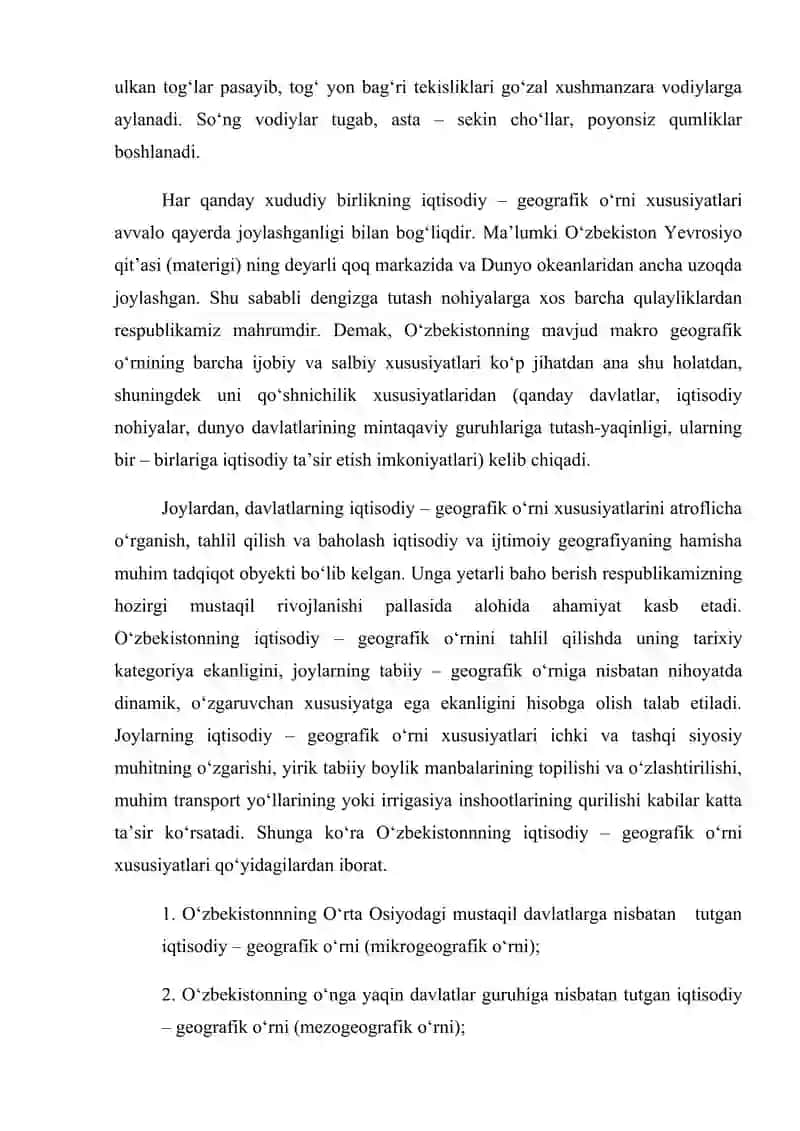 О‘zbekiston respublikasining iqtisodiy geografik о‘rni va tashkil topishi 3