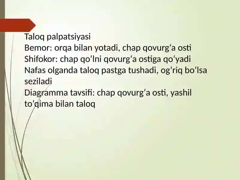Taloq palpatsiyasi va perkussiyasi 3