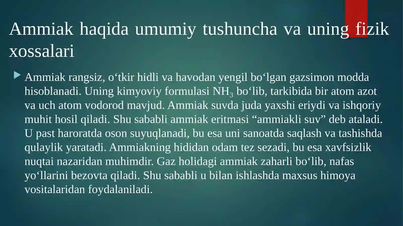 Ammiakning Kimyoviy Xossalari 3