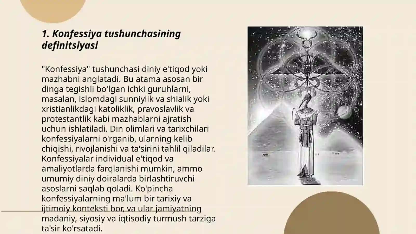 Konfessiya tushunchasining mohiyati va O‘zbekistonda faoliyat yurituvchi diniy konfessiyalar tasnifi 3