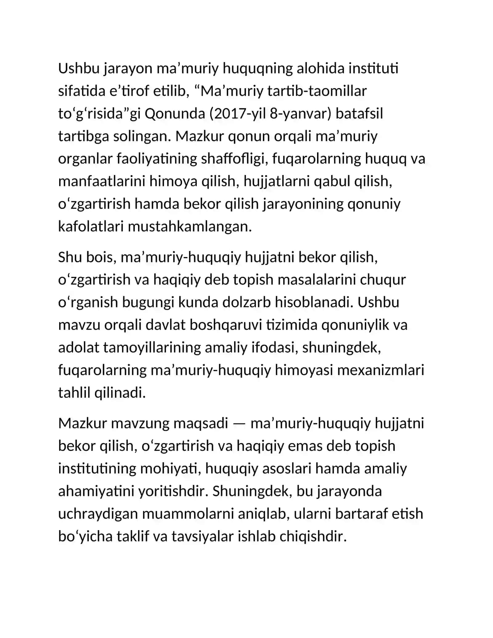 Maʼmuriy-huquqiy hujjatlarni bekor qilish, oʻzgartirish va haqiqiy deb topish 3