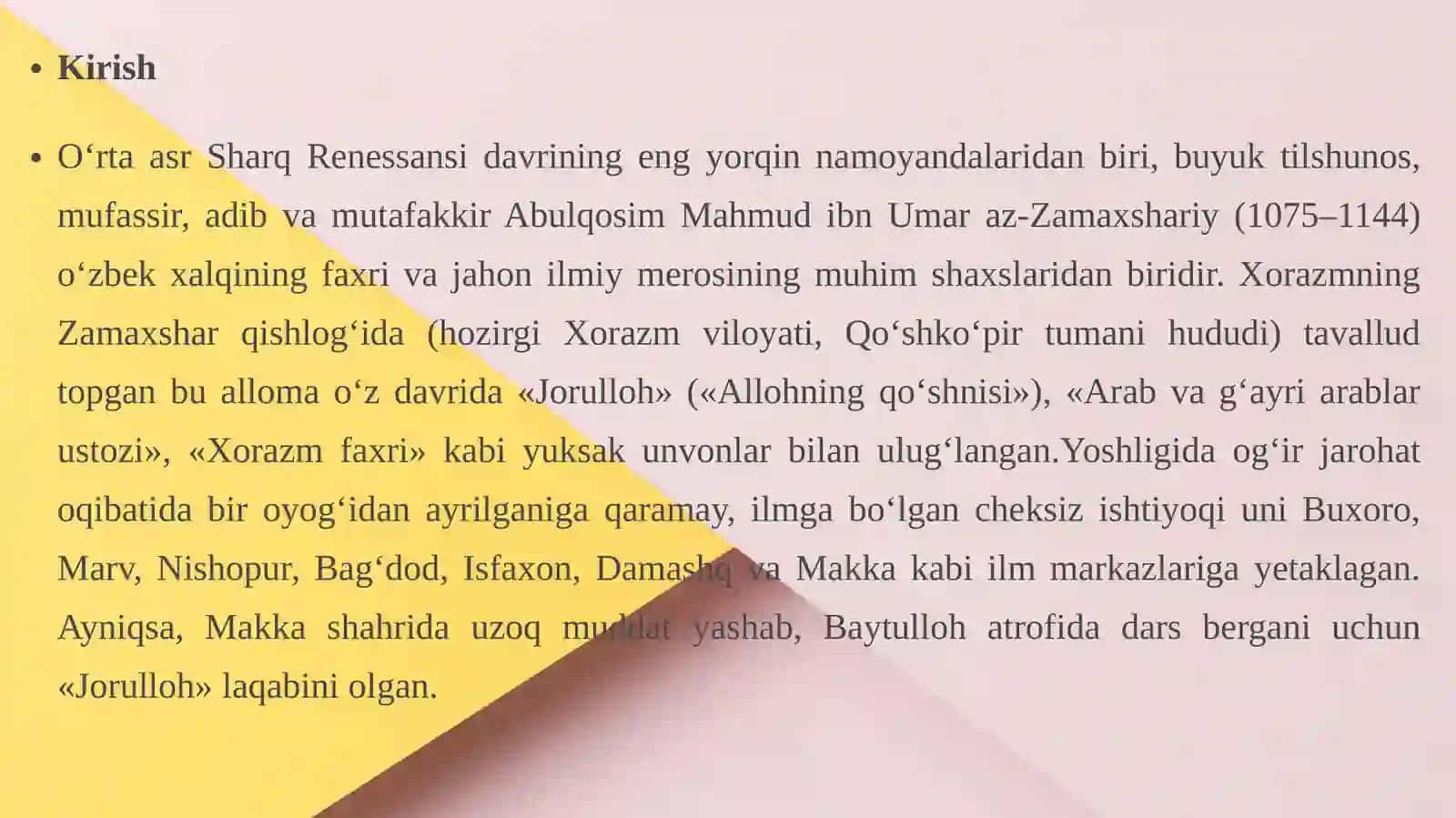 Mahmud az-Zamaxshariyning hayoti va ilmiy faoliyati 3