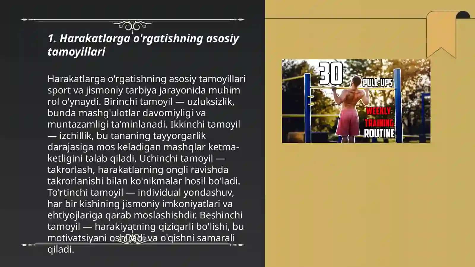 Harakatlarga o'rgatish bosqichlari 3