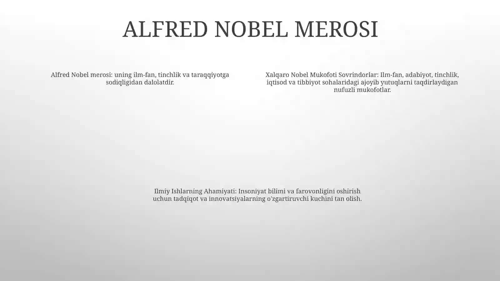 Xalqaro Nobel Mukofoti Sovrindorlar Va Ularning IlmiyIshlaringAhamiyati 3