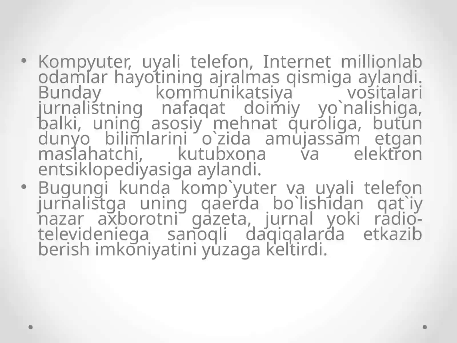 O’zbekiston Respublikasida ommaviy axborot va sitalarining faoliyati 3