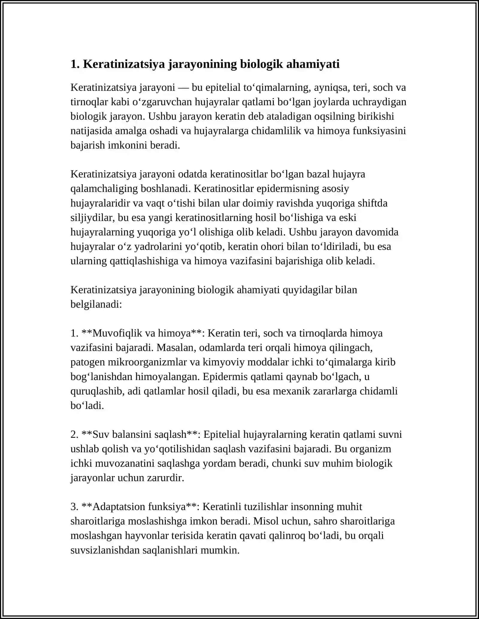 KERATINIZATSIYA JARAYONLARI HAQIDA ZAMONAVIY TASAVVURLAR 3
