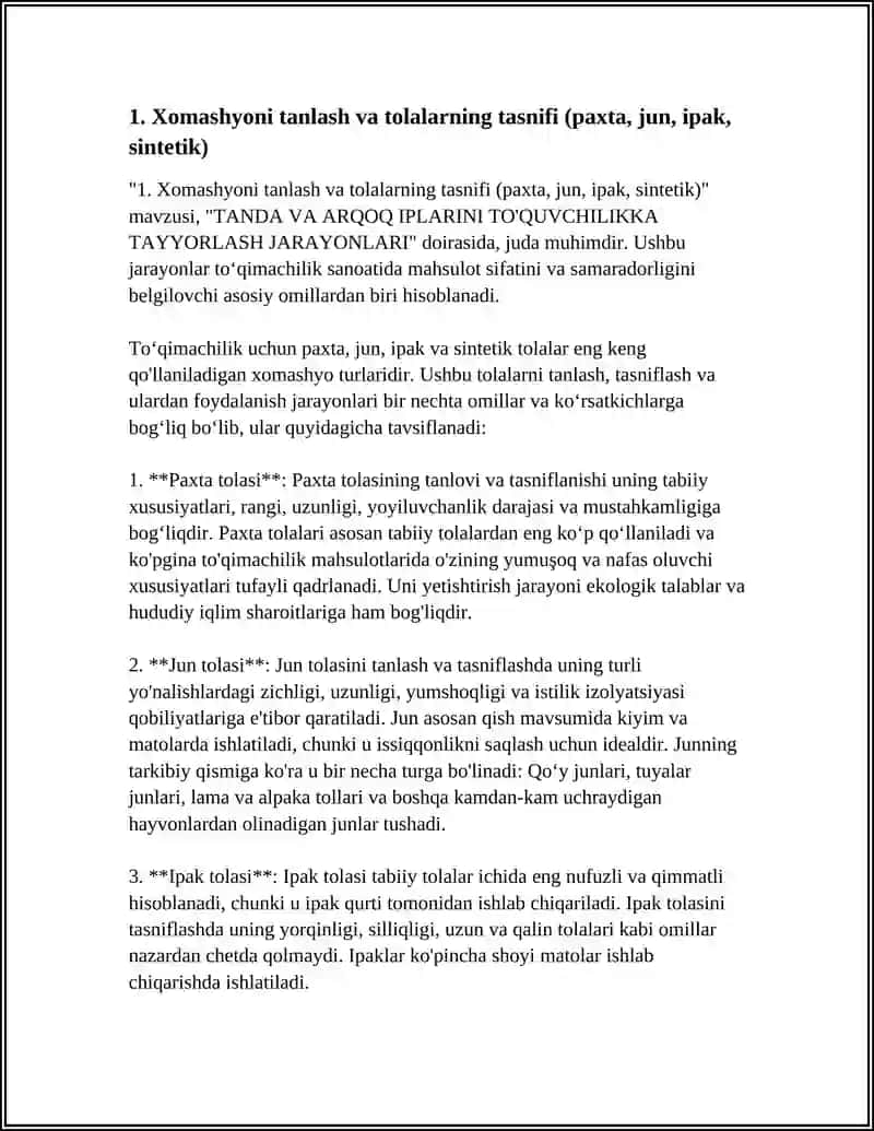 TANDA VA ARQOQ IPLARINI TO'QUVCHILIKKA TAYYORLASH JARAYONLARI 3