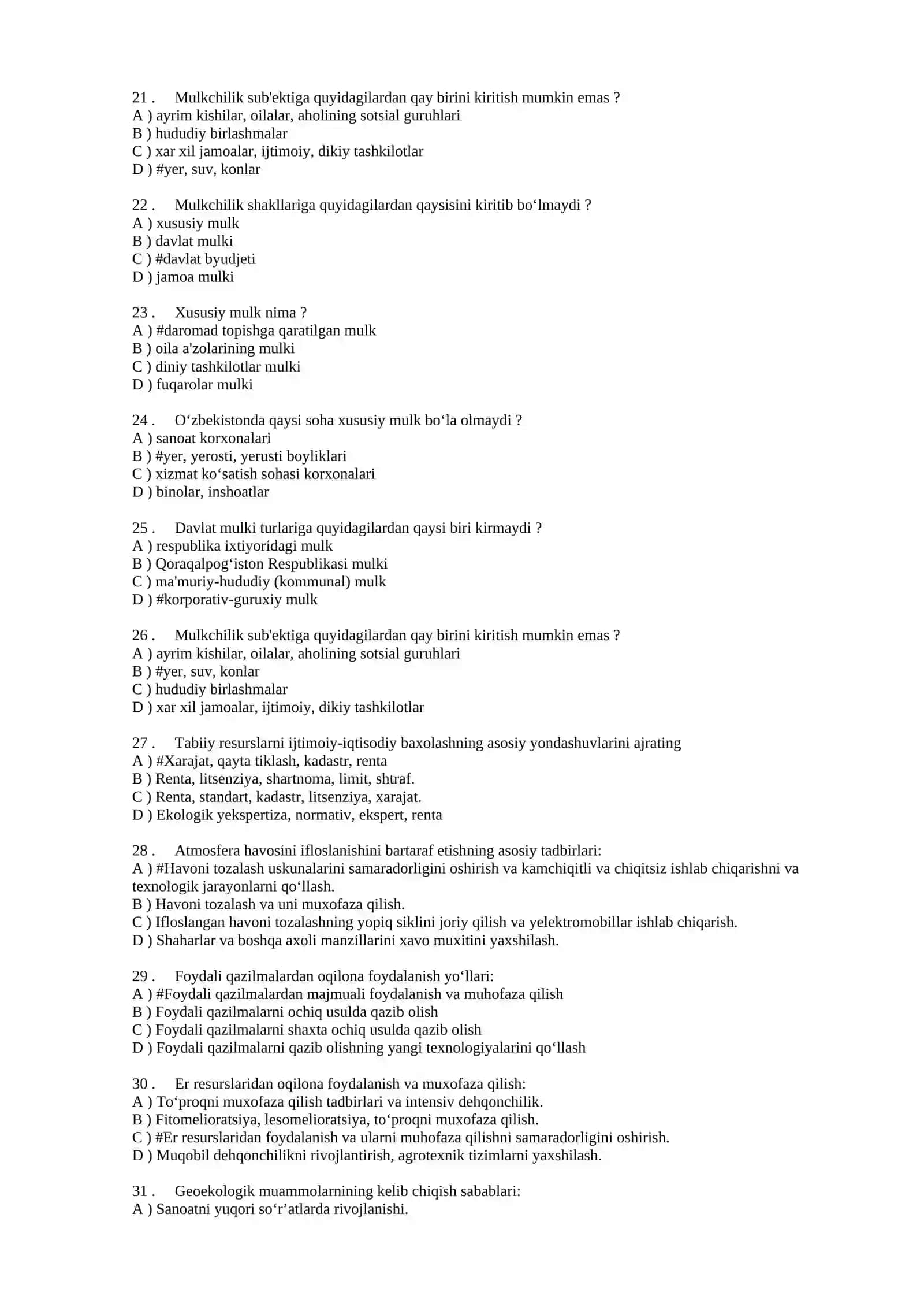 MINTAQA IQTISODIYOTI TESTLAR 3