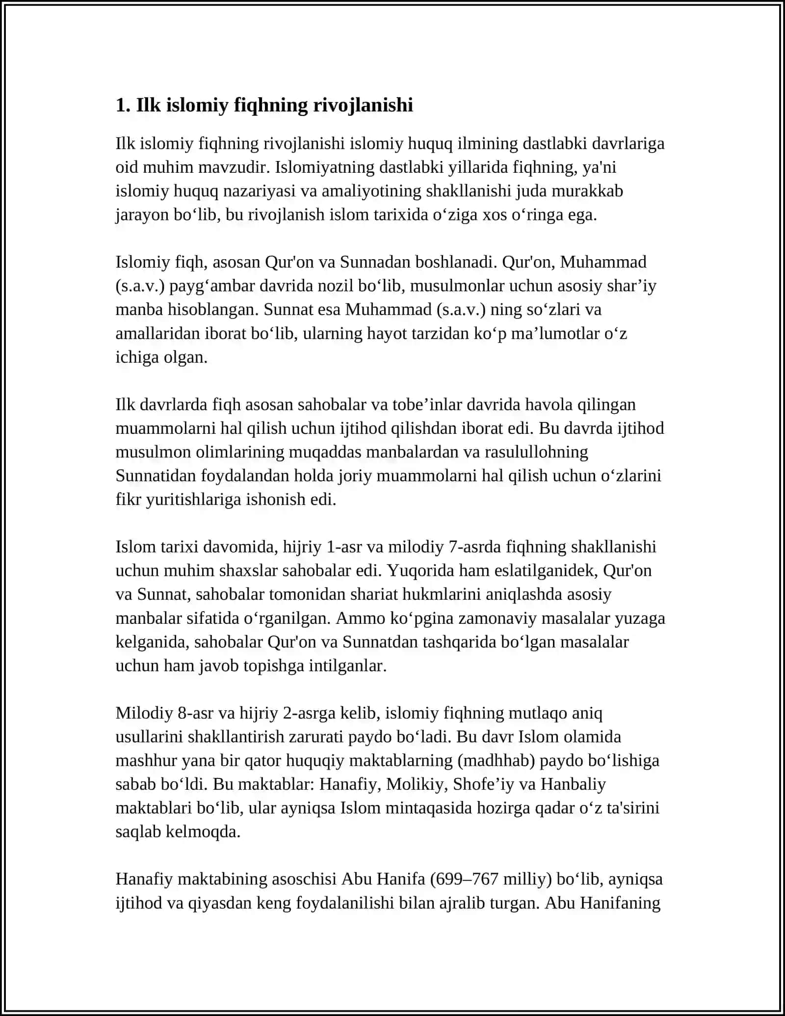 ILK ISLOMIY FIQHNING MAKTABLARINING SHAKLLANISHI VA ULARNING TASNIFI 3