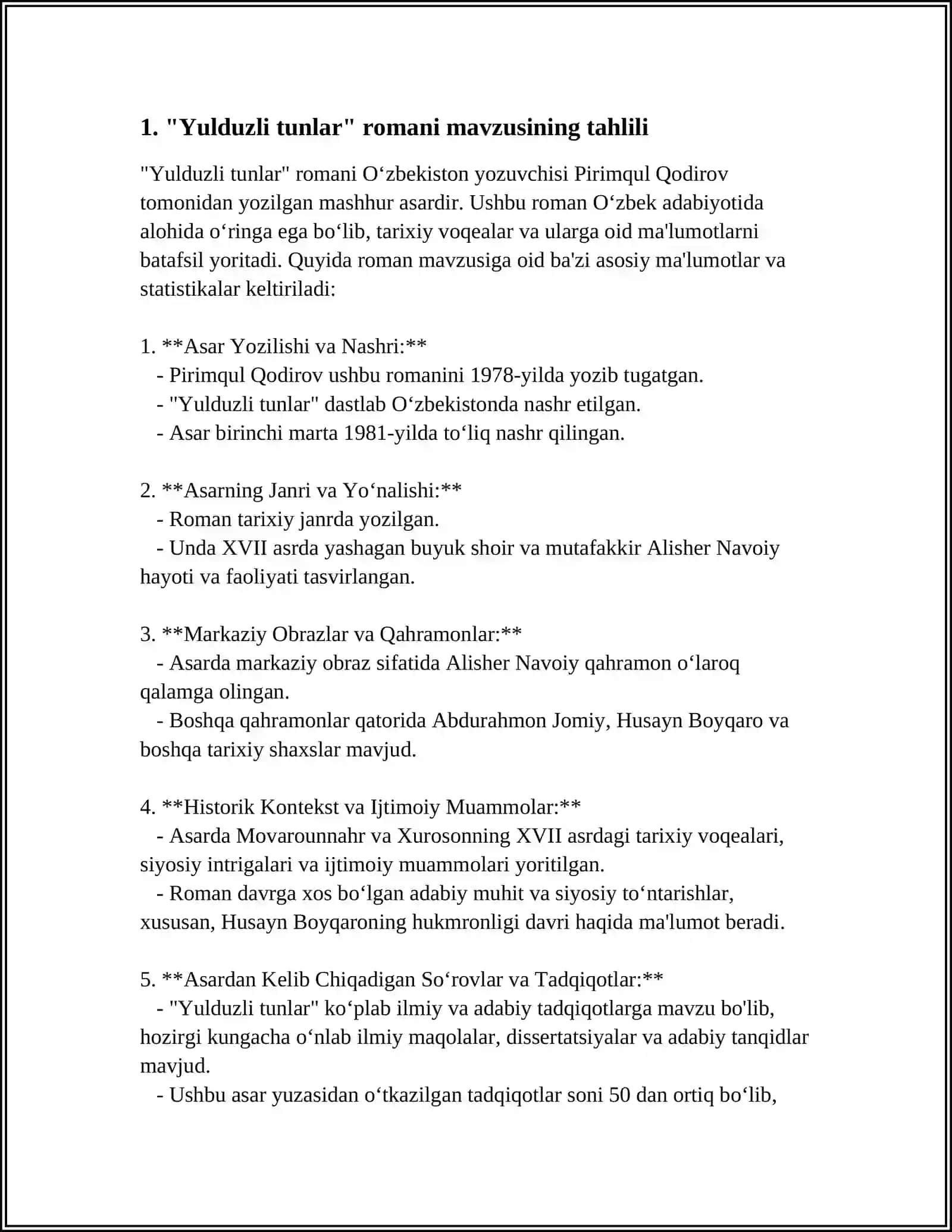 PRIMQUL QODIROVNING "YULDUZLI TUNLAR" ROMANI O'QITISH METODIKASI 3