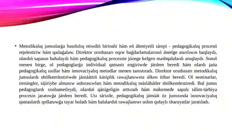 Direktororın Metodikalıq Jumıslarǵa Bassis 3