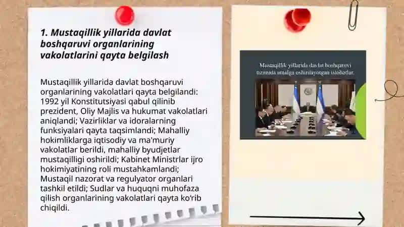 Mustaqillik yillarida davlat boshqaruvi tizimida amalga oshirilgan islohotlar 3