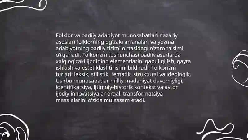 Folkor va badiiy adabiyot munosabatlari 3