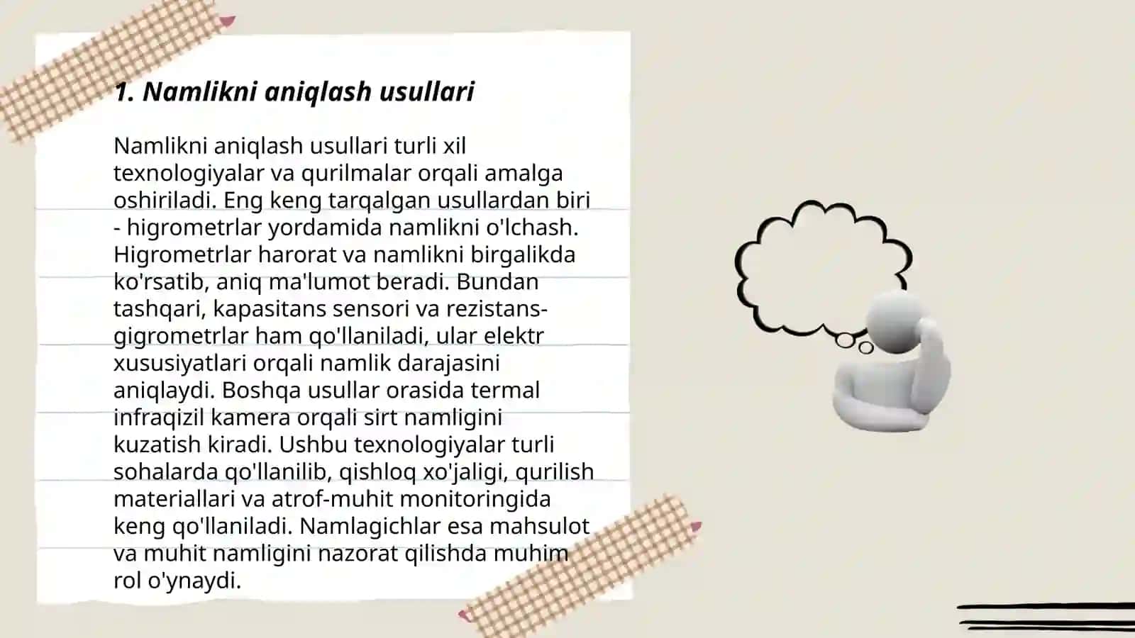 Tolali mahsulotlar namligini quritish javonlarida aniqlash 3