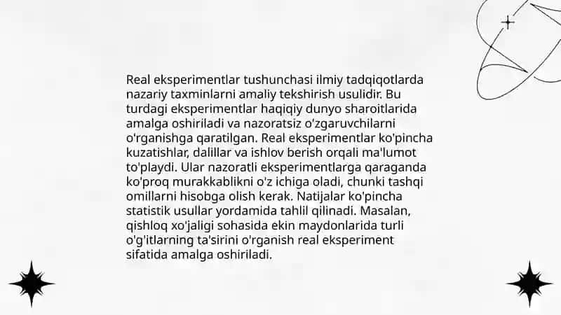 Real eksperiment va Ideal eksperimentni takrorlash 3